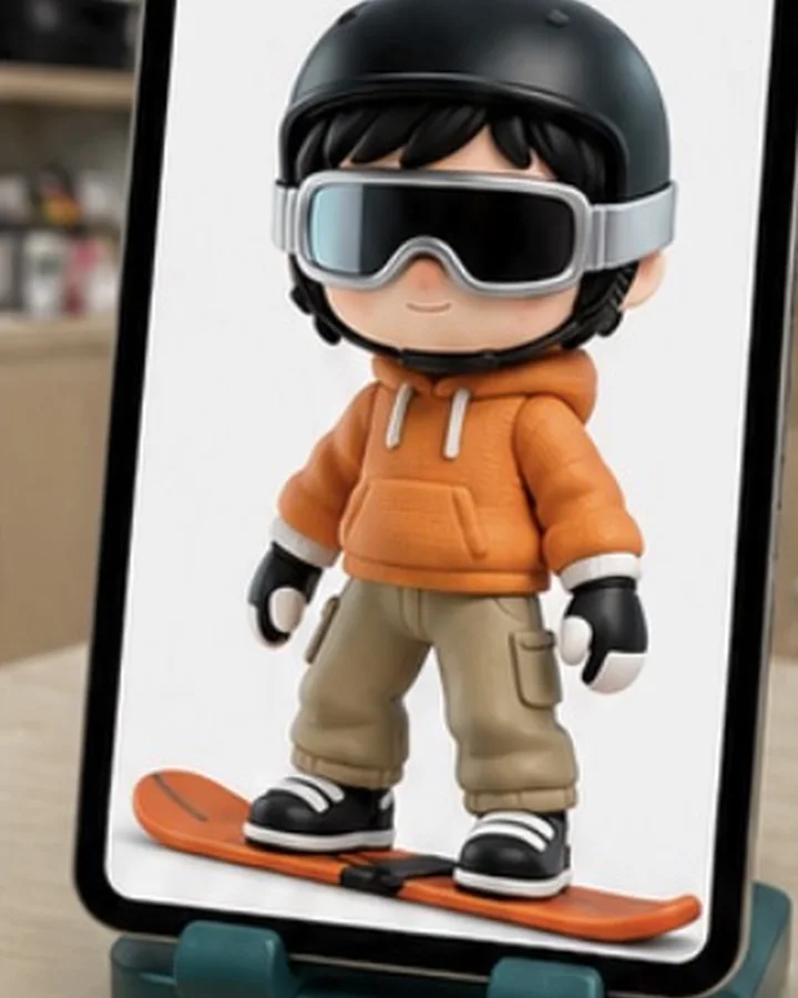 Example: a chibi figure design shown on a phone